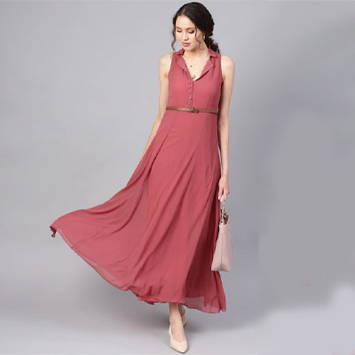 Rose Pleated Maxi Dress