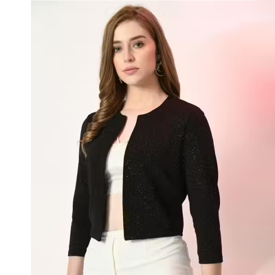 Women's Micro Stylised Black Shrugs