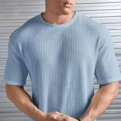 At last fashion Men Popcorn Fabric Round Neck Tshirts