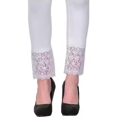 Lace Cotton Leggings _White_ Women's & Girl's _Soft cotton, Stretchable & Comfortable with Stylish