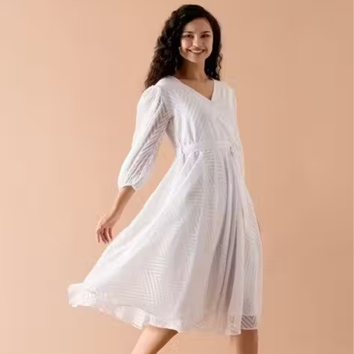 Women Solid Georgette Stitched One Piece Frock