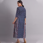 Womens Blue Printed Cotton Casual wear Jacket
