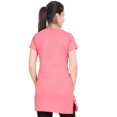 Cotton Bio-Wash Women' Half Sleeve Printed Round Neck Long T shirts/Top