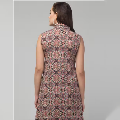 women's stylish net Sleeveless Printed long shrug