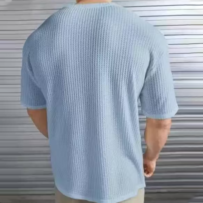 At last fashion Men Popcorn Fabric Round Neck Tshirts