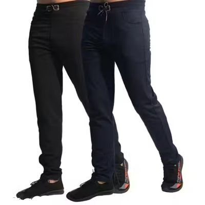 Men's Black & Blue Slim Fit Strechable Lycra COMBO Trackpants For Regular Use