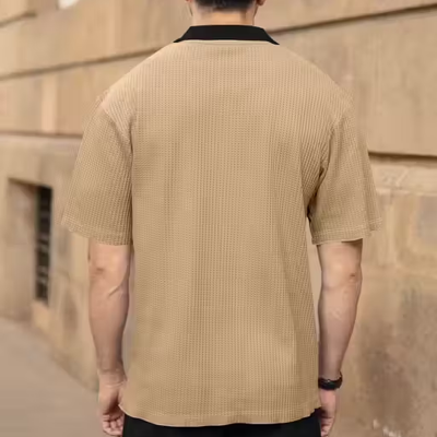 Half Sleeve Neck Zipper T-shirt