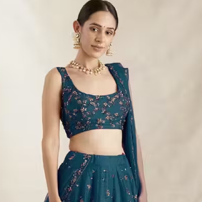 Women's Silk Embroidered Semi-Stitched Lehenga Choli