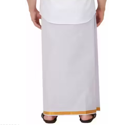 MENS UNSTITCHED GOLDEN BORDER DHOTI