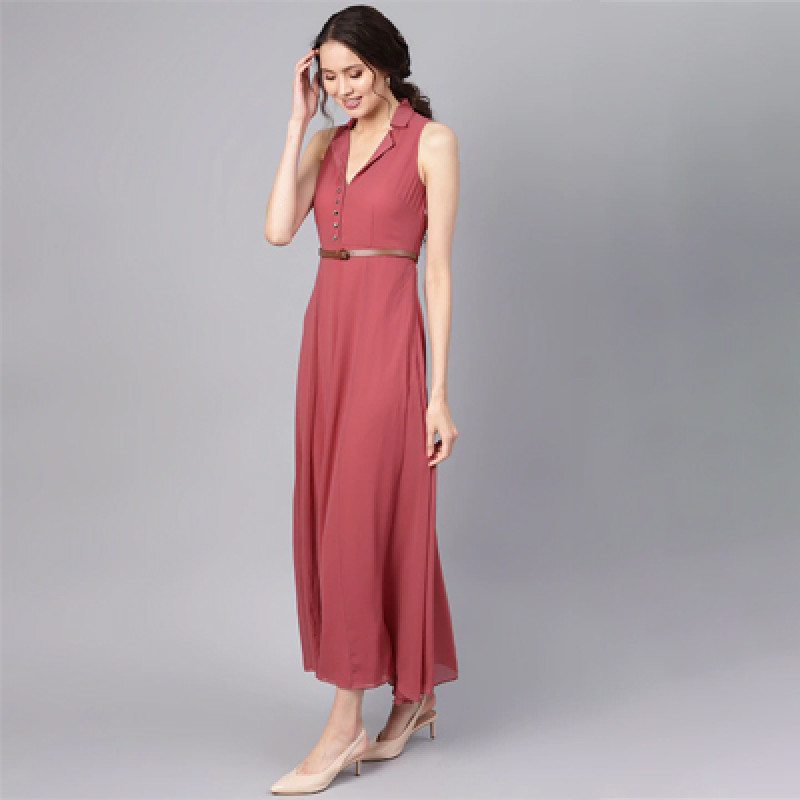 Rose Pleated Maxi Dress