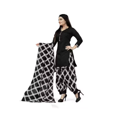 Women's Cotton Printed Salwar Suit & Dupatta