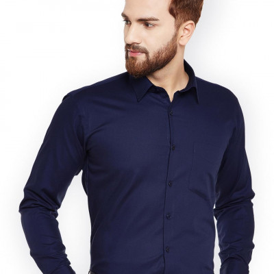 "Men Nayy Slim Fit French Cuff Formal Shirt "