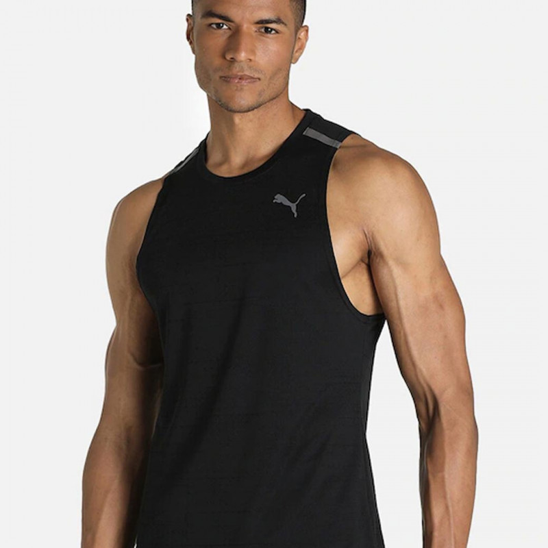 Men Black TRAIN JACQUARD Gym Vest