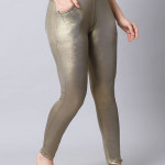 Women Copper Shimmer Solid Kurti Pant