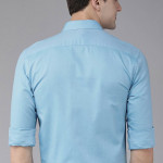 "Men Blue Solid Pure Cotton Slim Fit Formal Shirt "